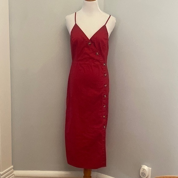Express Red Button Dress - Picture 1 of 5